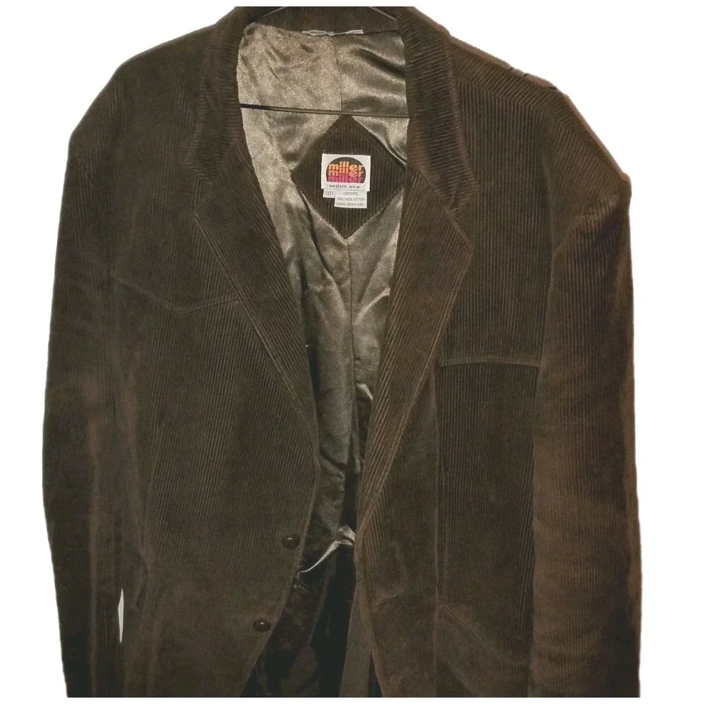 Miller Western Wear Corduroy Mens Blazer 50T Brown Stockman Elbow Patches‎ RARE